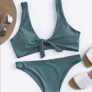 Olive tie bikini set